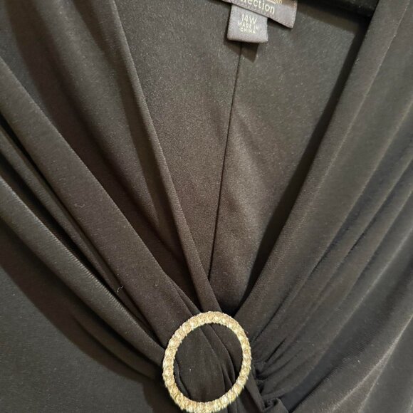 Vintage Y2K Dress Barn Black Elegant Knee Length Cocktail Dress w/silver brooch - Picture 2 of 4